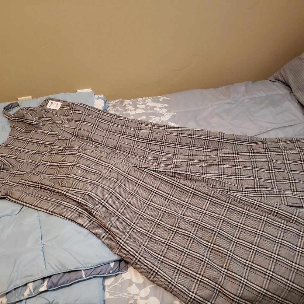 Navy /Grey plaid jumpsuit,  very cute.